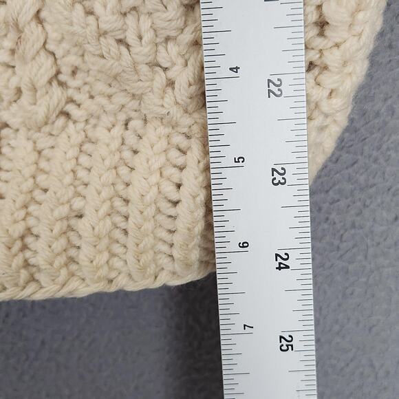 Fisherman Cardigan Sweater Womens Medium Cream Cable Knit Button Front Pockets - Picture 4 of 15